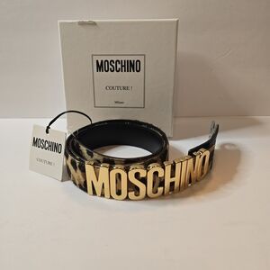 Moschino Leopard Fur And Leather Gold and Brown Belt